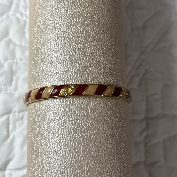 Red, white, and gold striped bangle bracelet - Picture 3 of 3